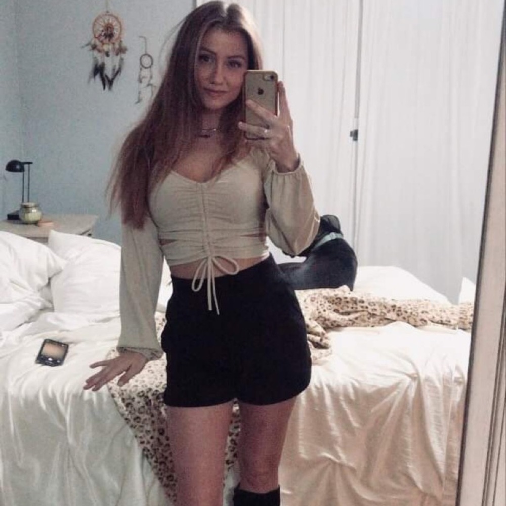 Cut Out Long Sleeve Knit Crop Top